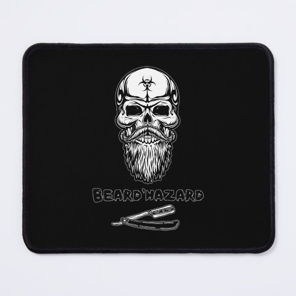 Item preview, Beard'hazard Skull With Beard Cut-throat Razor Funny Typography designed and sold by BeeZBeez.