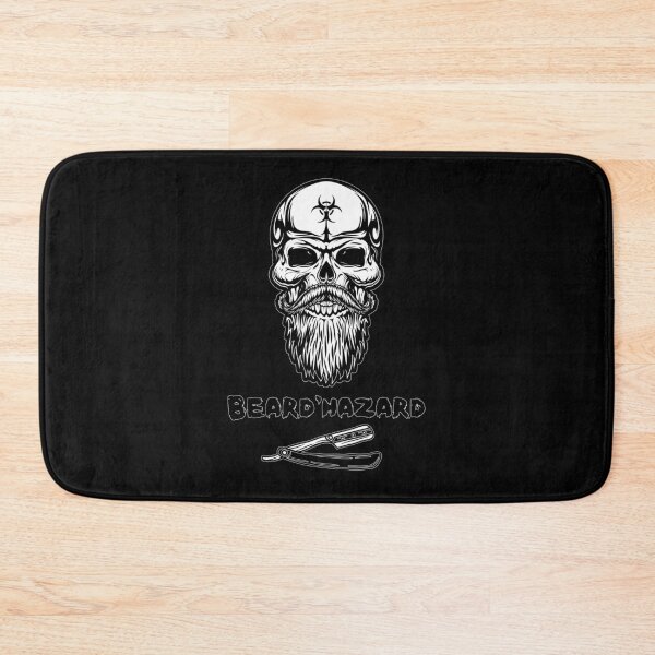 Item preview, Beard'hazard Skull With Beard Cut-throat Razor Funny Typography designed and sold by BeeZBeez.