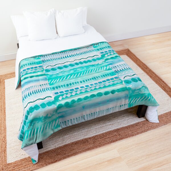 Aqua Watercolor Practice Comforter