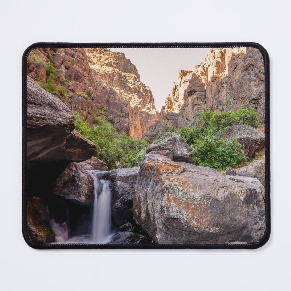 Item preview, Rocky Ravine With Small Waterfall Against Cloudless Sky designed and sold by pandovisky.