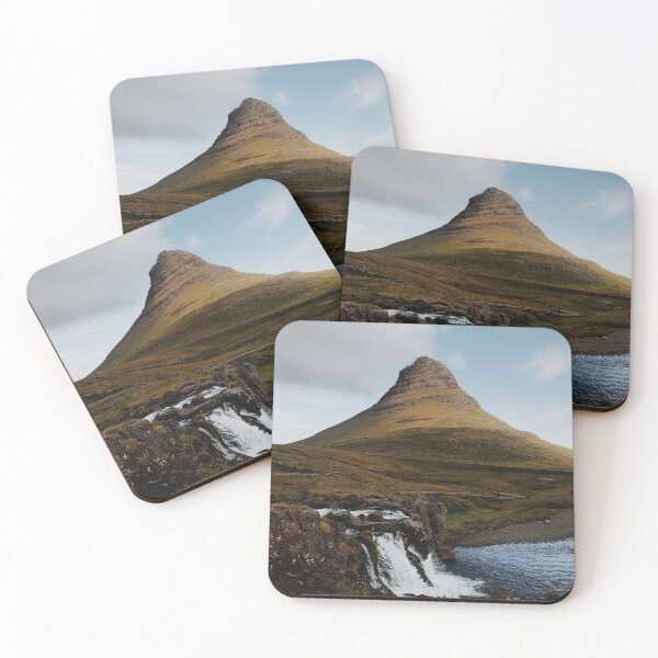 Item preview, brown mountain near body of water under white clouds designed and sold by pandovisky.