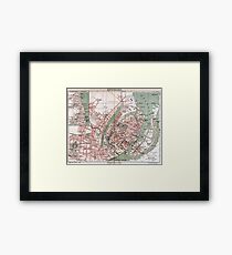Vintage Map of Copenhagen Denmark (1888) Framed Print