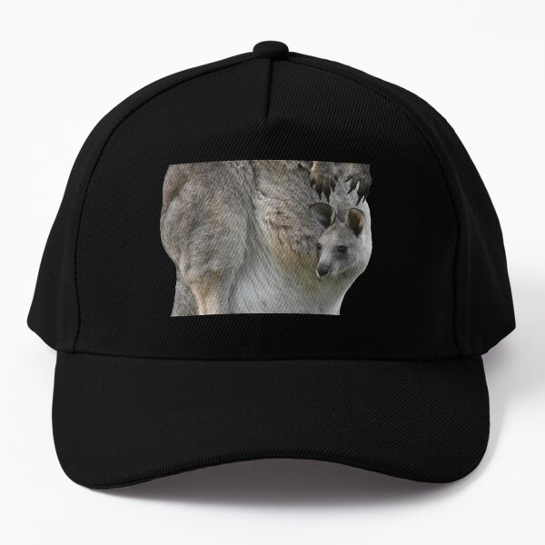 Kangaroo with joey looking out of pouch 2 Baseball Cap