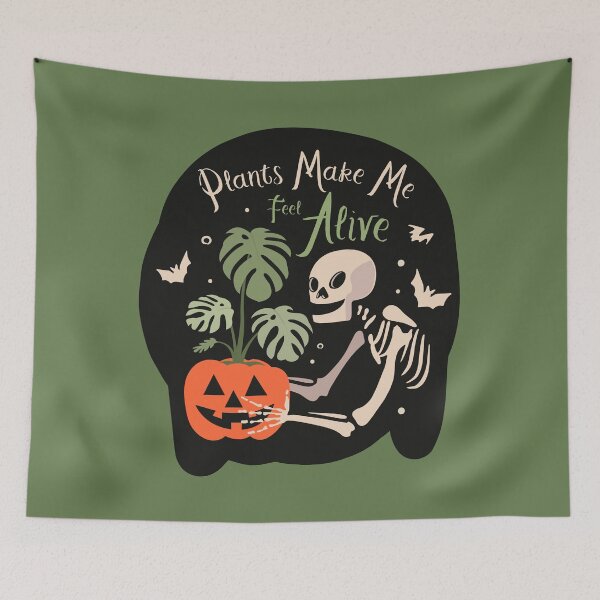Item preview, Plants Make Me Feel Alive. Funny Halloween Skull And Plants Graphic Sticker. designed and sold by 9Hobb.