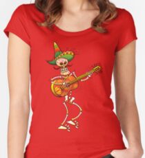 Mexican Skeleton Playing Guitar Women's Fitted Scoop T-Shirt