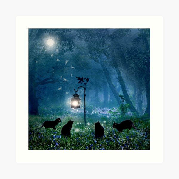The Witches Cats (square) Art Print