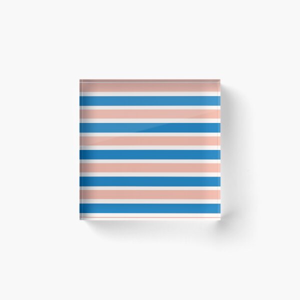 Blue , peach and white stripes Acrylic Block