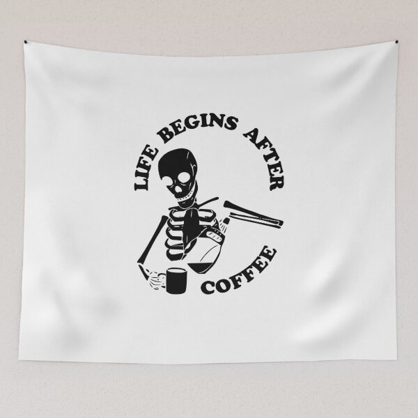 Item preview, Life Begins After Coffee, Skeleton Brewing Coffee, Black designed and sold by anghelapparel.