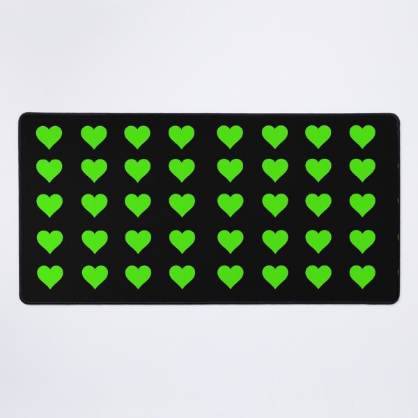 Black and Green heart pattern Desk Mat