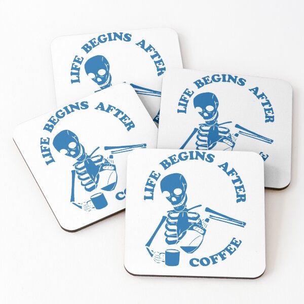 Item preview, Life Begins After Coffee, Skeleton Brewing Coffee, Blue designed and sold by anghelapparel.