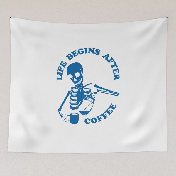 Item preview, Life Begins After Coffee, Skeleton Brewing Coffee, Blue designed and sold by anghelapparel.
