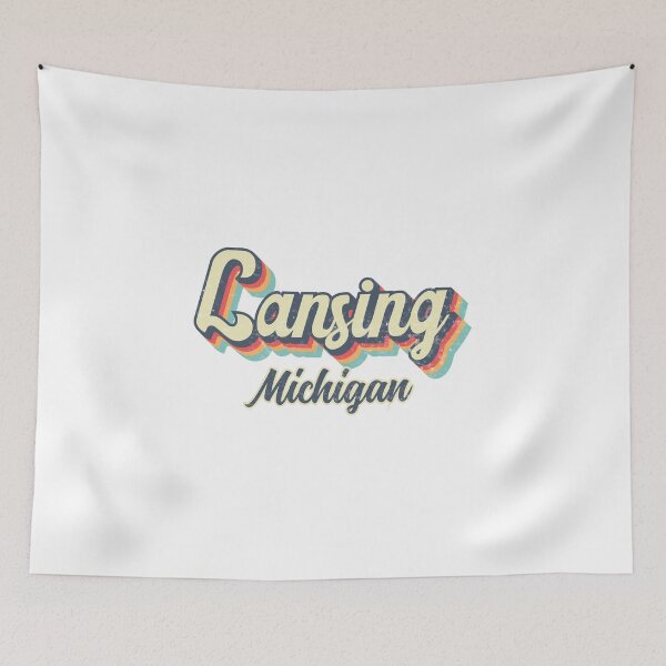 Item preview, Lansing City Michigan Retro Vintage 70s rainbow designed and sold by Teelogic.