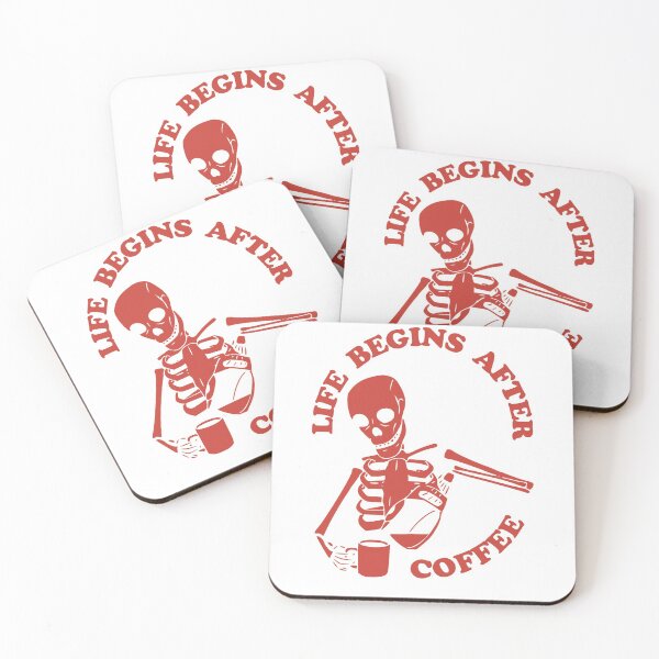 Item preview, Life Begins After Coffee, Skeleton Brewing Coffee, Red designed and sold by anghelapparel.