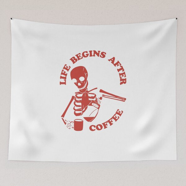 Item preview, Life Begins After Coffee, Skeleton Brewing Coffee, Red designed and sold by anghelapparel.