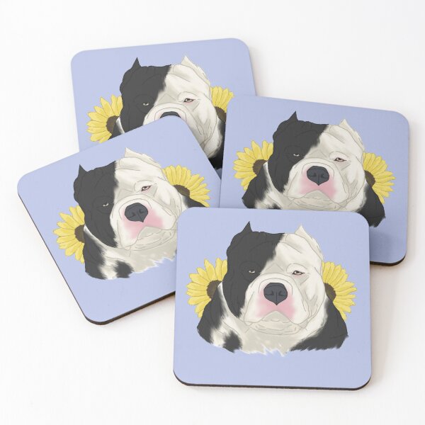 Item preview, Black Pied American Bully with Sunflowers designed and sold by Ashley Gagnon.
