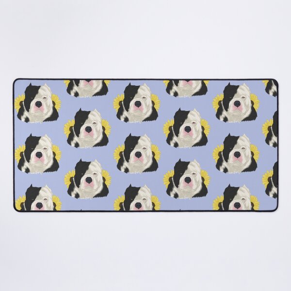 Item preview, Black Pied American Bully with Sunflowers designed and sold by Ashley Gagnon.