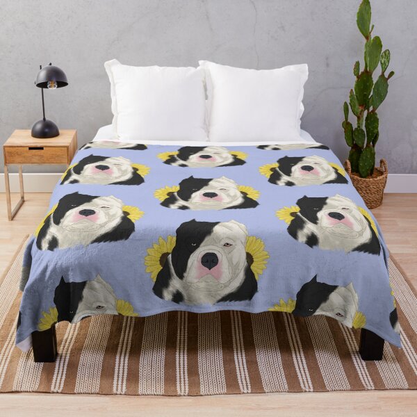 Item preview, Black Pied American Bully with Sunflowers designed and sold by Ashley Gagnon.