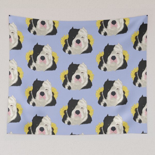 Item preview, Black Pied American Bully with Sunflowers designed and sold by Ashley Gagnon.