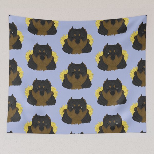 Item preview, Black Tan American Bully with Sunflowers designed and sold by Ashley Gagnon.