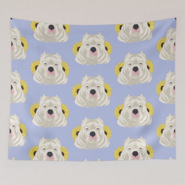 Item preview, White American Bully with Sunflowers designed and sold by Ashley Gagnon.