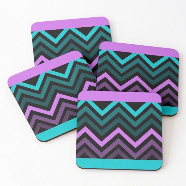 Item preview, Turquoise and Purple Zigzags on Black designed and sold by JazzPWall.
