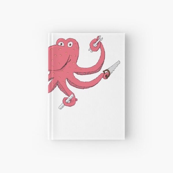Red octopus with tool Hardcover Journal