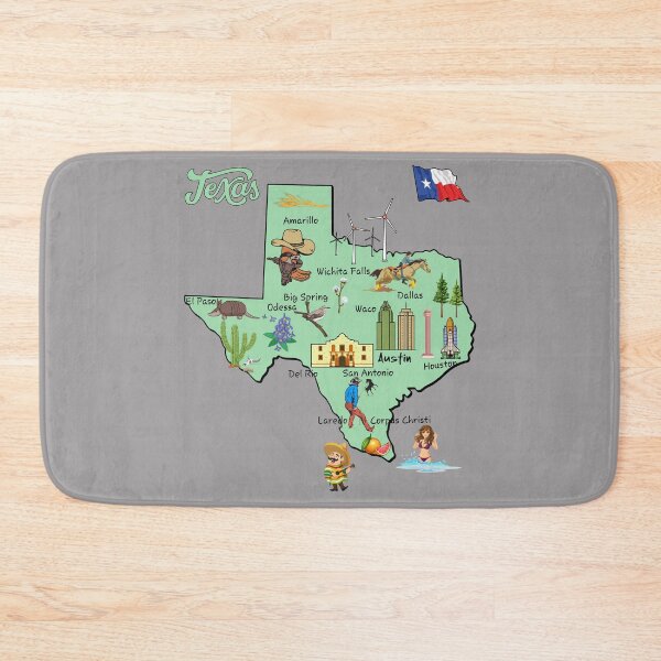 Item preview, Texas tourist map with landmarks and famous symbols and major cities, USA  designed and sold by mashmosh.