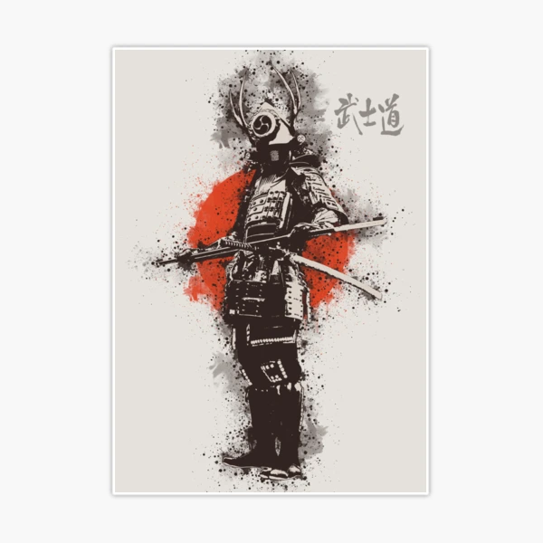 Japanese Samurai Warrior Anime bound to Bushido Code in Kanji Sticker for  Sale by Tatzki-Design