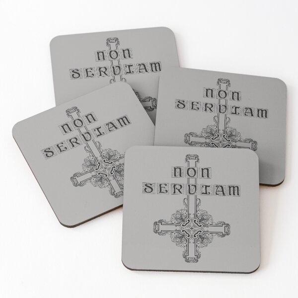 Item preview, NON SERVIAM cross (black) non-believer metalhead macabre designed and sold by SolidEarthArt.