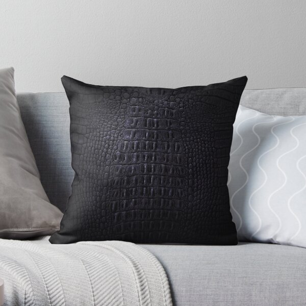 Black Crocodile Skin Throw Pillow