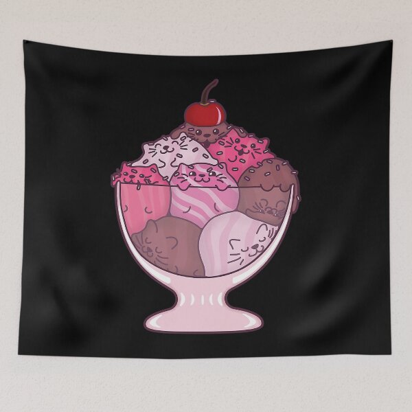 Item preview, Cute Kawaii Pink Icecream Sundae Kitten Scoops Cat designed and sold by mathayusa.