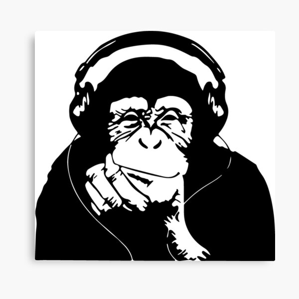 Banksy DJ Monkey Thinker with Headphones Canvas Print