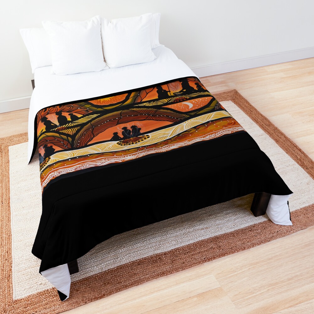 Aboriginal Camping Ground by Native Creations Comforter