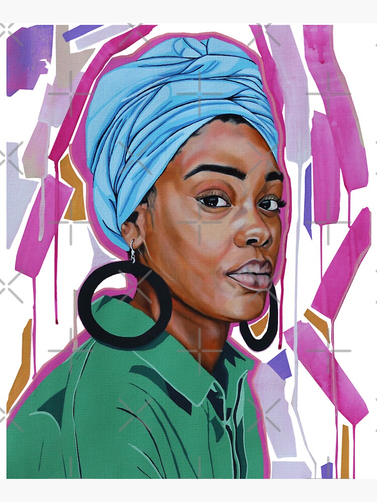 Thumbnail 5 of 5, Tote Bag, Light blue head wrap with hoops designed and sold by mikelahl.