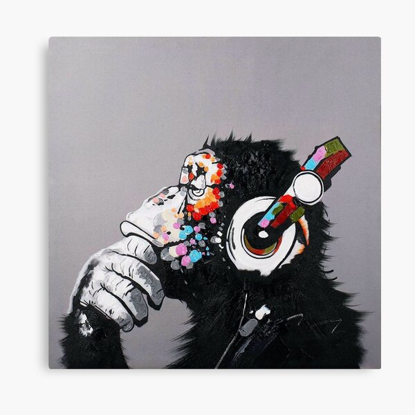 Banksy DJ Monkey Thinker with Headphones Canvas Print