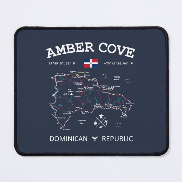 Item preview, Dominican Republic Flag Travel Map Amber Cove Coordinates Roads Rivers and Oceans White designed and sold by frenchsalsa.