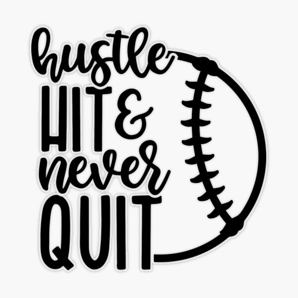 Teeshirtpalace Hustle Hit & Never Quit Funny Baseball Quotes Baseball Kids Long Sleeve Shirt