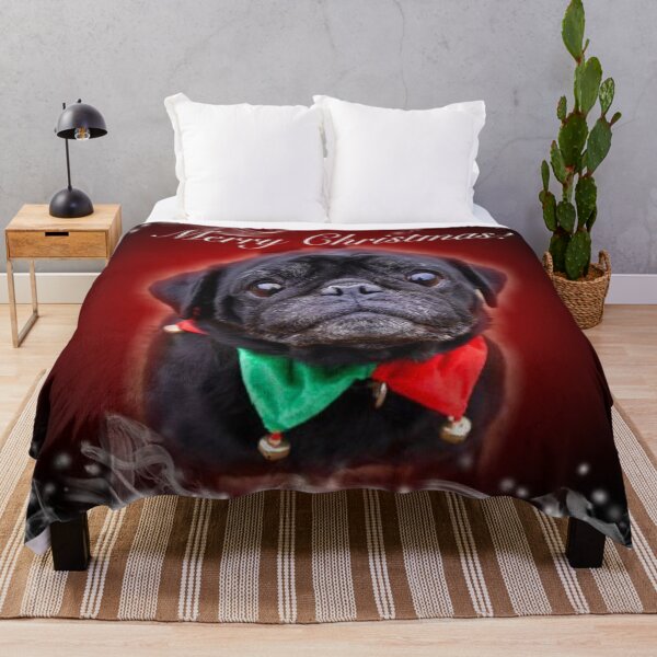 Item preview, Merry Christmas festive pug dogs designed and sold by Julieford.