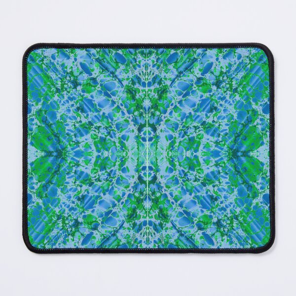 Green and blue marbled mirrored pattern Mouse Pad