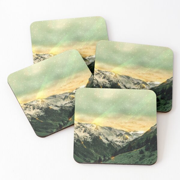 Item preview, Mountain Stardust with Ray of Light Green Orange designed and sold by Spectokular.