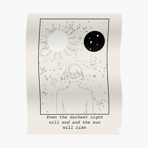 Minimal Dark Academia Starry Night Poster Poster