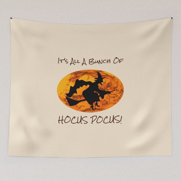 Item preview, It's All a Bunch of Hocus Pocus! With Picture of a Witch Riding a Broomstick Against a Pumpkin Sky Background -- Dark Text designed and sold by FoxyParrot.