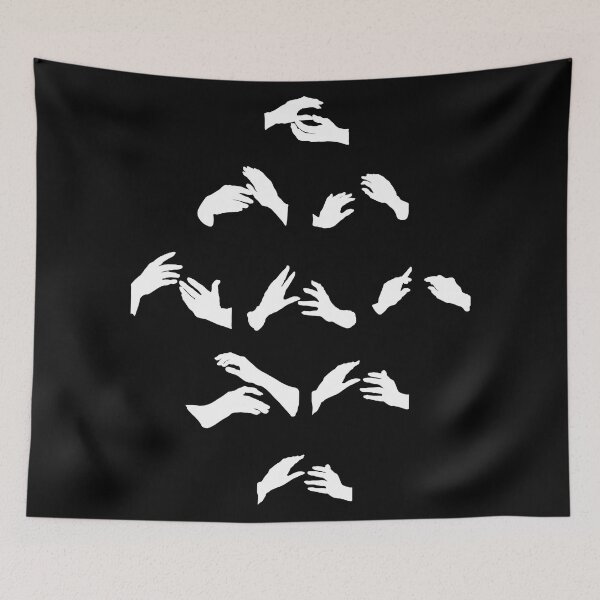 Item preview, hands, hands, hand dance, white on black, monochrome, minimalism designed and sold by Maria Mihailova.