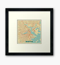 Lámina enmarcada Mapa de Boston Retro