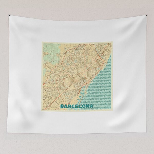 Item preview, Barcelona Map Retro designed and sold by HubertRoguski.
