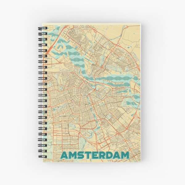 Amsterdam Map Retro Spiral Notebook