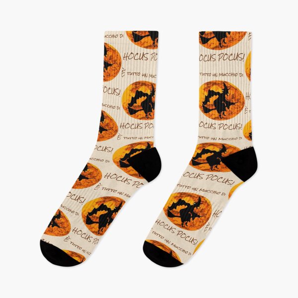 Item preview, È tutto un mucchio di hocus pocus! With Picture of a Witch Riding a Broomstick Against a Pumpkin Sky Background -- Dark Text designed and sold by FoxyParrot.