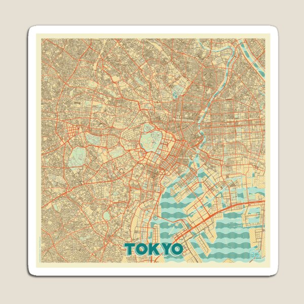 Tokyo Map Retro Magnet
