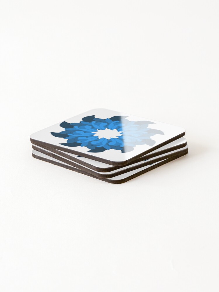 Thumbnail 4 of 5, Coasters (Set of 4), Blue Ice Flower Abstract Mandala designed and sold by R4CProject.