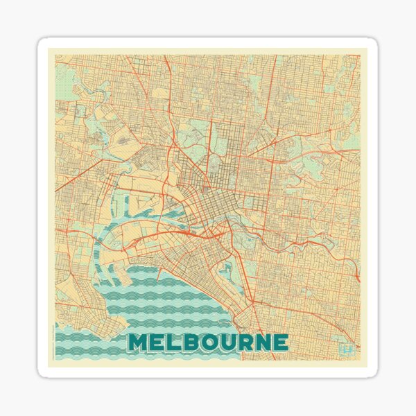 Melbourne Map Retro Sticker